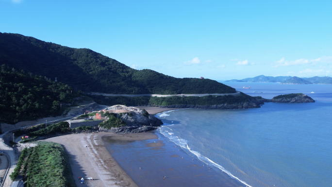 航拍海边沙滩，夏日避暑度假