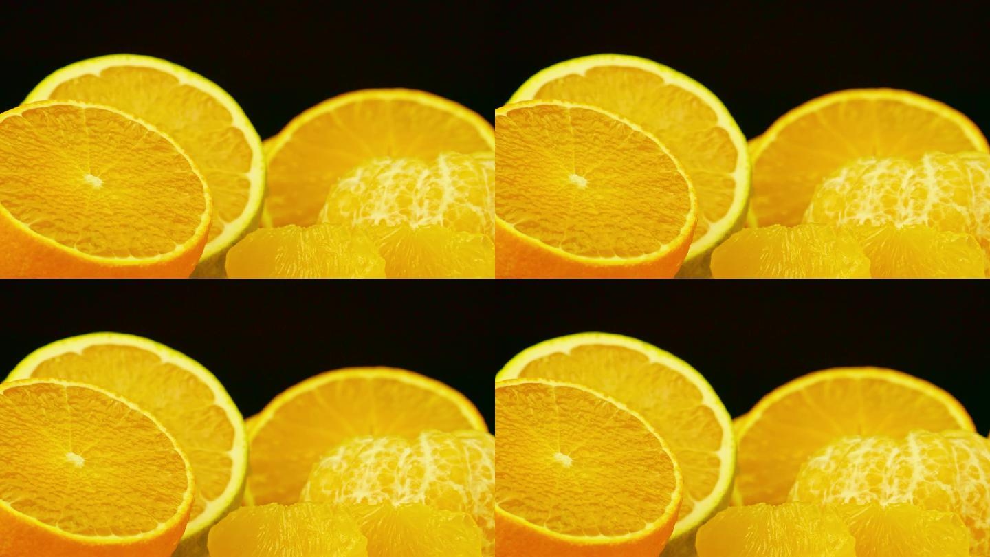 柑橘  橙子 剥皮 切开