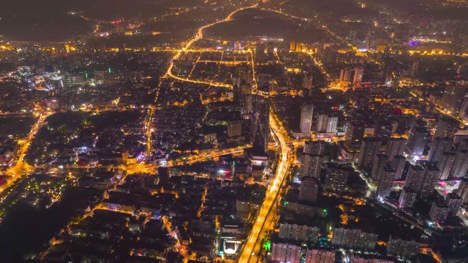 4k延时航拍济南绿地夜景延时合集