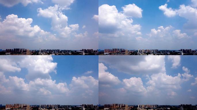 城市上空的蓝天白云