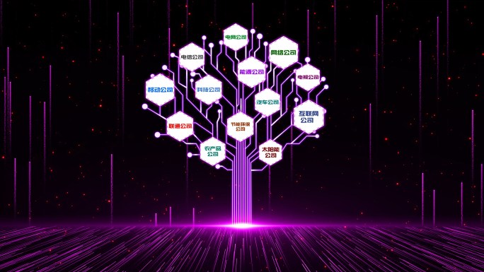无插件】4K紫色企业科技树生长开场视频4