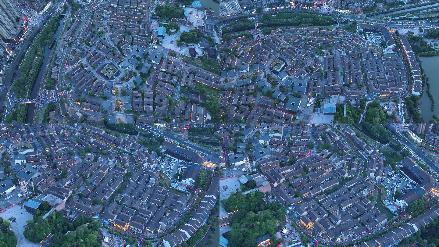 水城古镇航拍素材