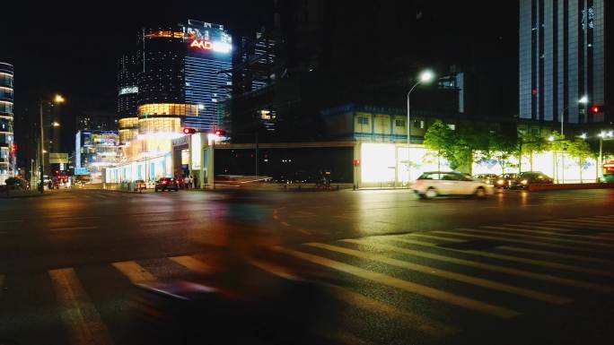 0055_D延时实拍城市道路车流夜景