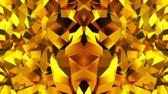 【4K时尚背景】黄金艺术几何万花镜像图形