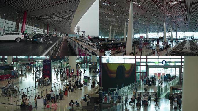 北京首都国际机场飞机场延时旅行车流送机