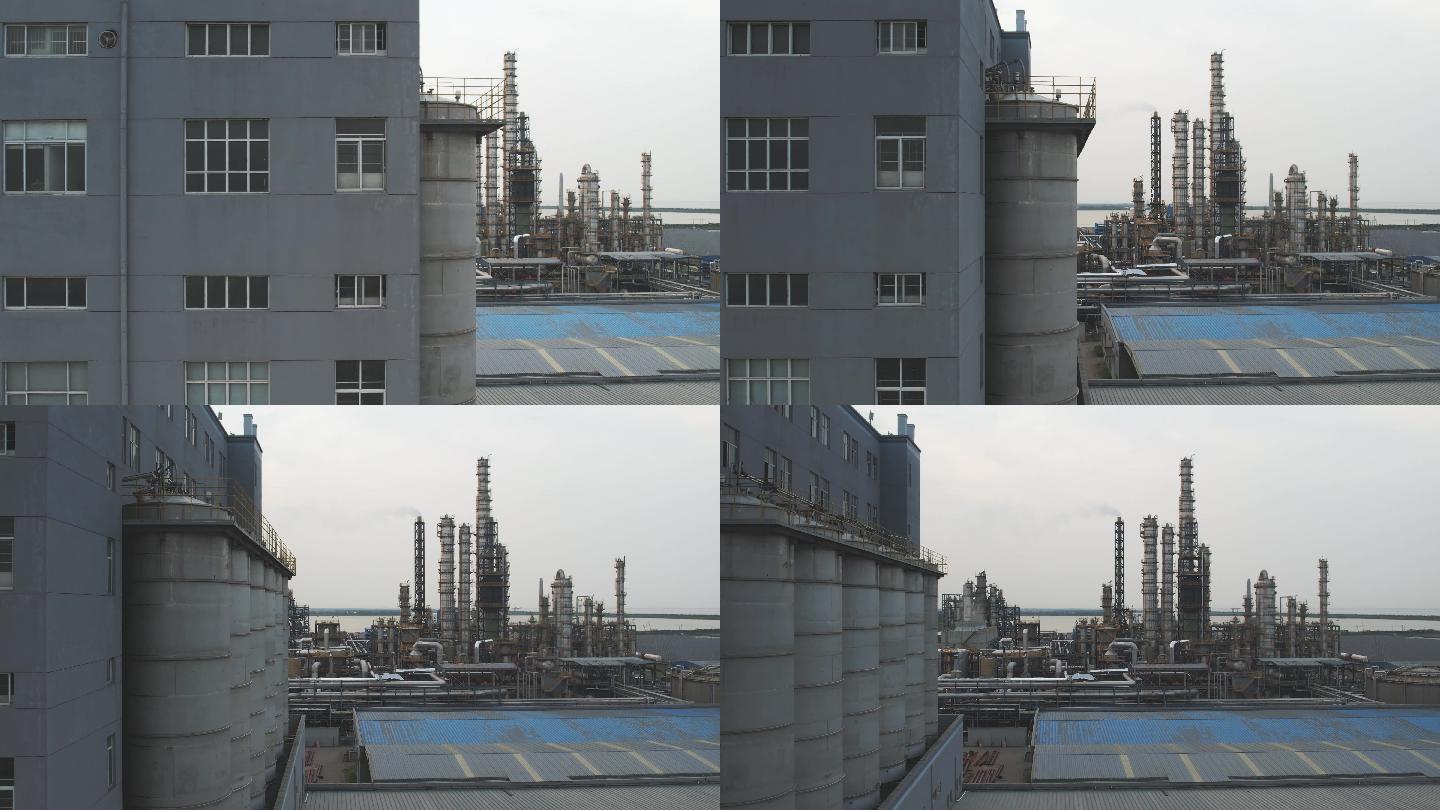石油化工企业炼油厂4k航拍