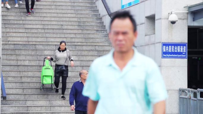 沙头角中英街人流延时