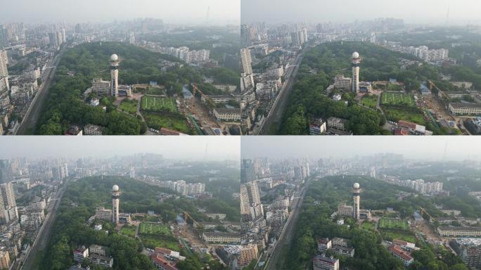 航拍湖北宜昌城市建设清晨