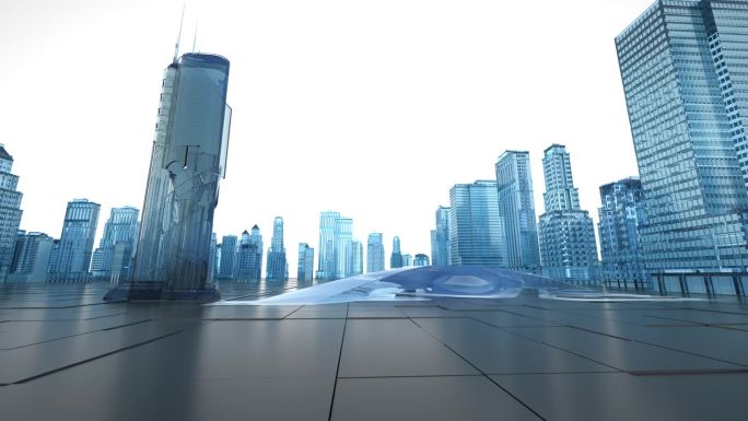 三维科技玻璃感城市