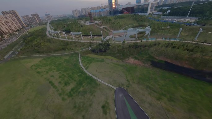 武汉光谷中央生态大走廊起始部分穿越机航拍