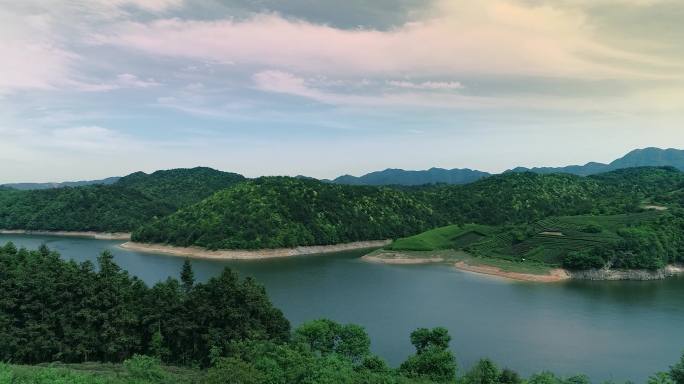 河流 高山 茶园 航拍 磐安