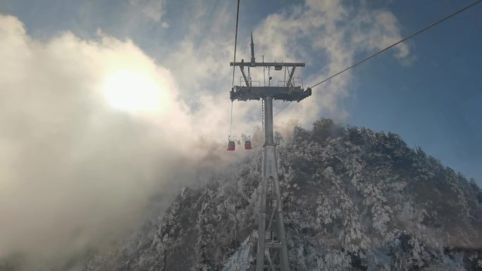 四川洪雅瓦屋山冰雪风光，瓦屋山云海雪景