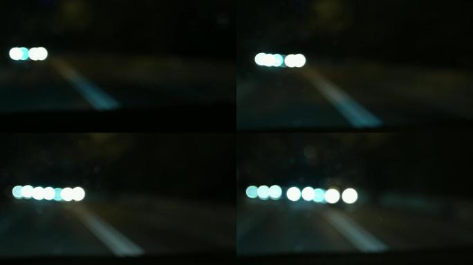 夜间 夜路行驶车内第一视觉 虚焦画面 2