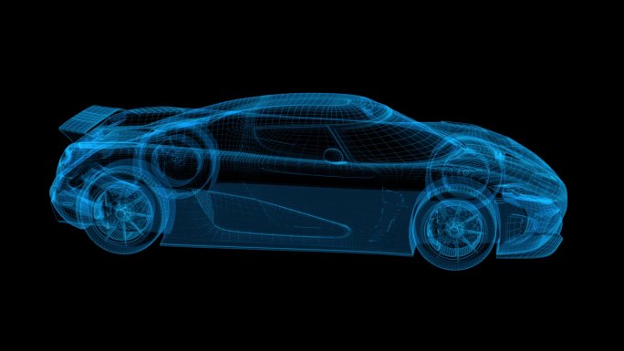 全息3D投影跑车 透明通道 循环