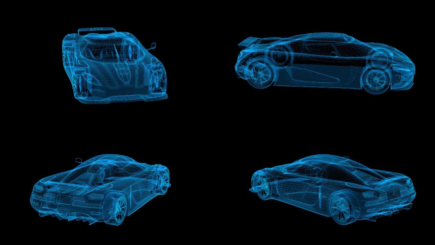 全息3D投影跑车 透明通道 循环
