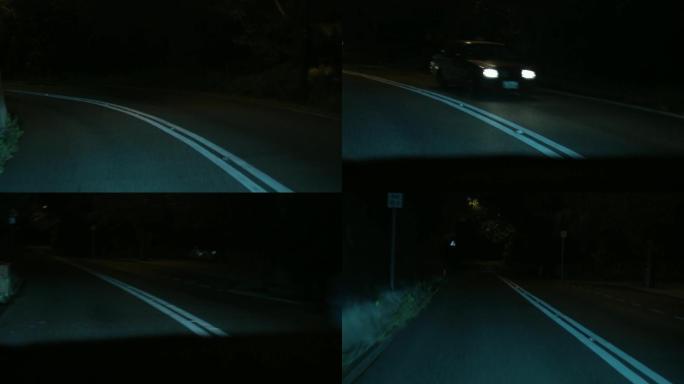 夜间 夜路 驾车行驶 车内 第一视觉拍摄