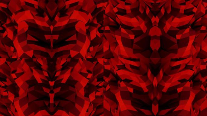 【4K时尚背景】大红几何万花镜像图形艺术
