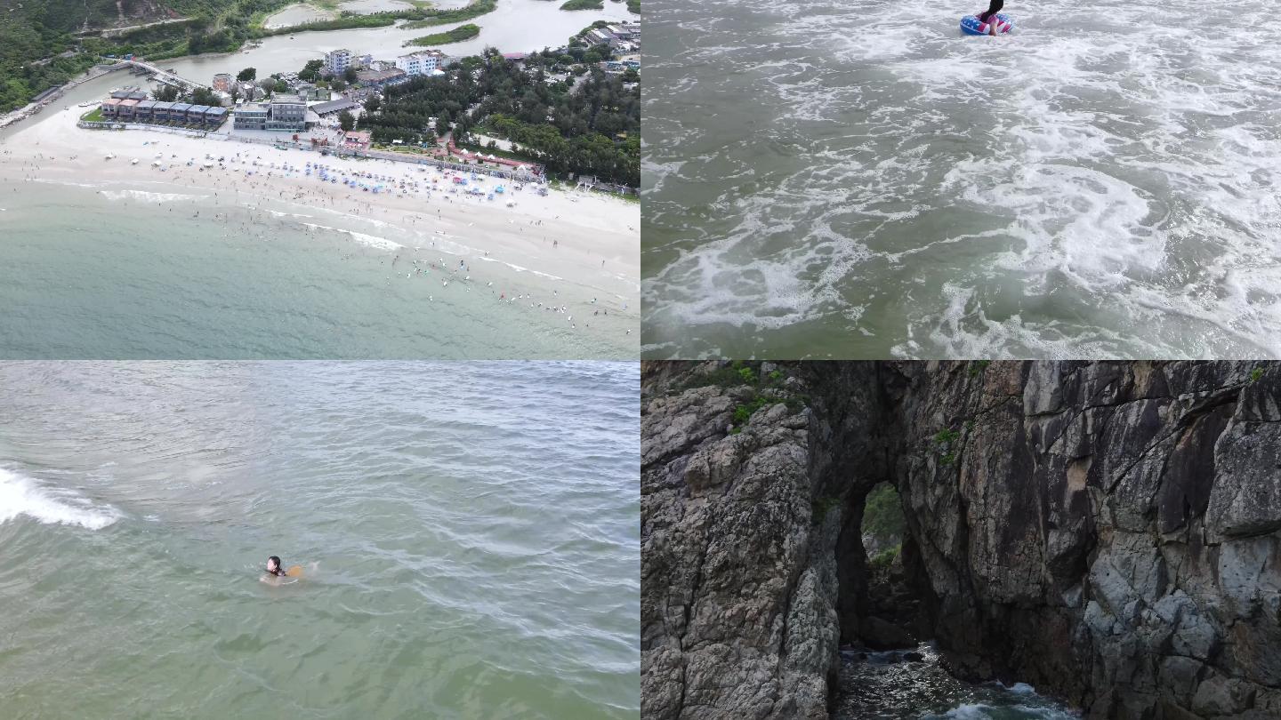 深圳海边航拍海滩大小梅沙私人海滩礁石01