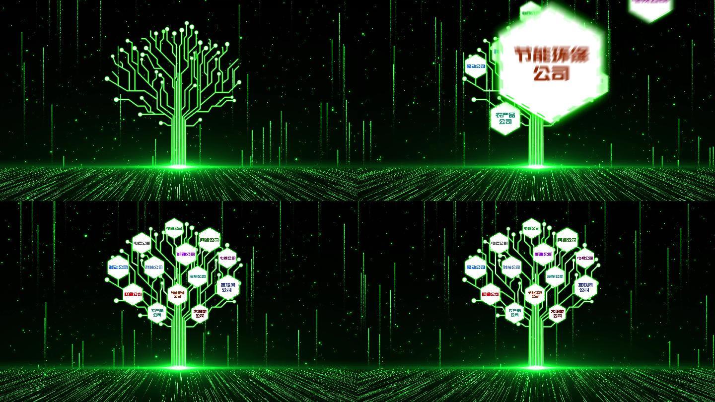 无插件】4K绿色企业科技树生长开场视频4