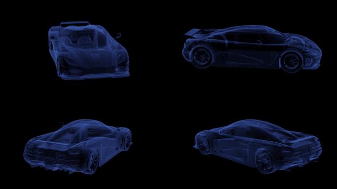 全息3D透视跑车影像 透明 循环