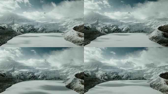 西藏高原雪山萨普神山航拍延时摄影-4k