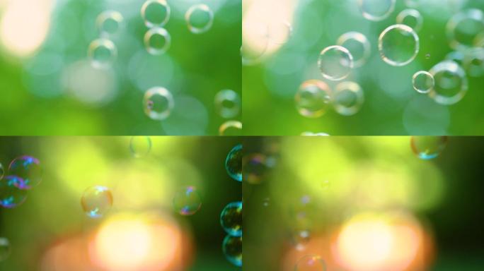 创意唯美泡泡温暖阳光意境漂浮泡泡素材空镜