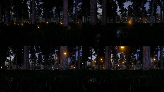 户外大自然森林萤火虫动画