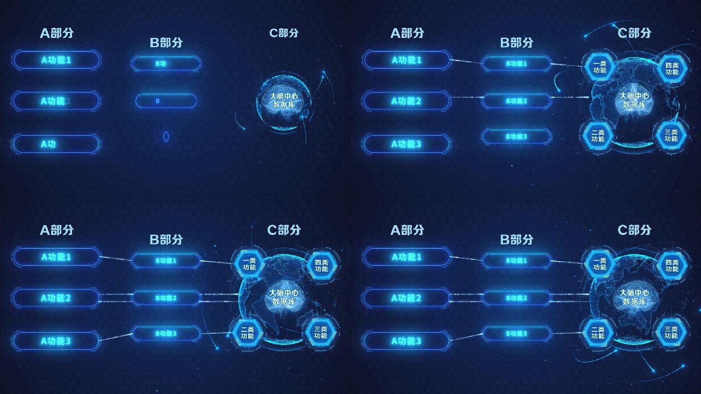 蓝色科技分类连线交互流程图