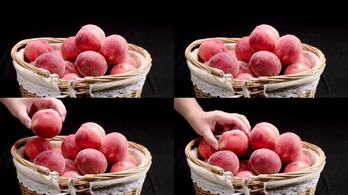 水蜜桃 摆盘 篮子 展示 桃子