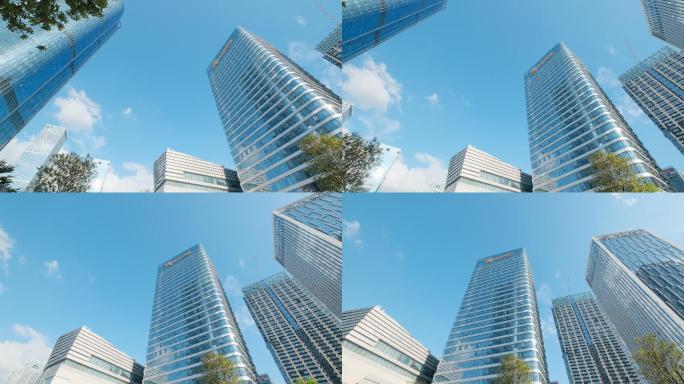 绿城南宁五象新区城市高楼仰拍仰视街景蓝天