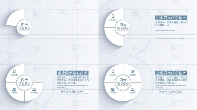 无插件-四大分类白色饼状分类轮盘信息分类