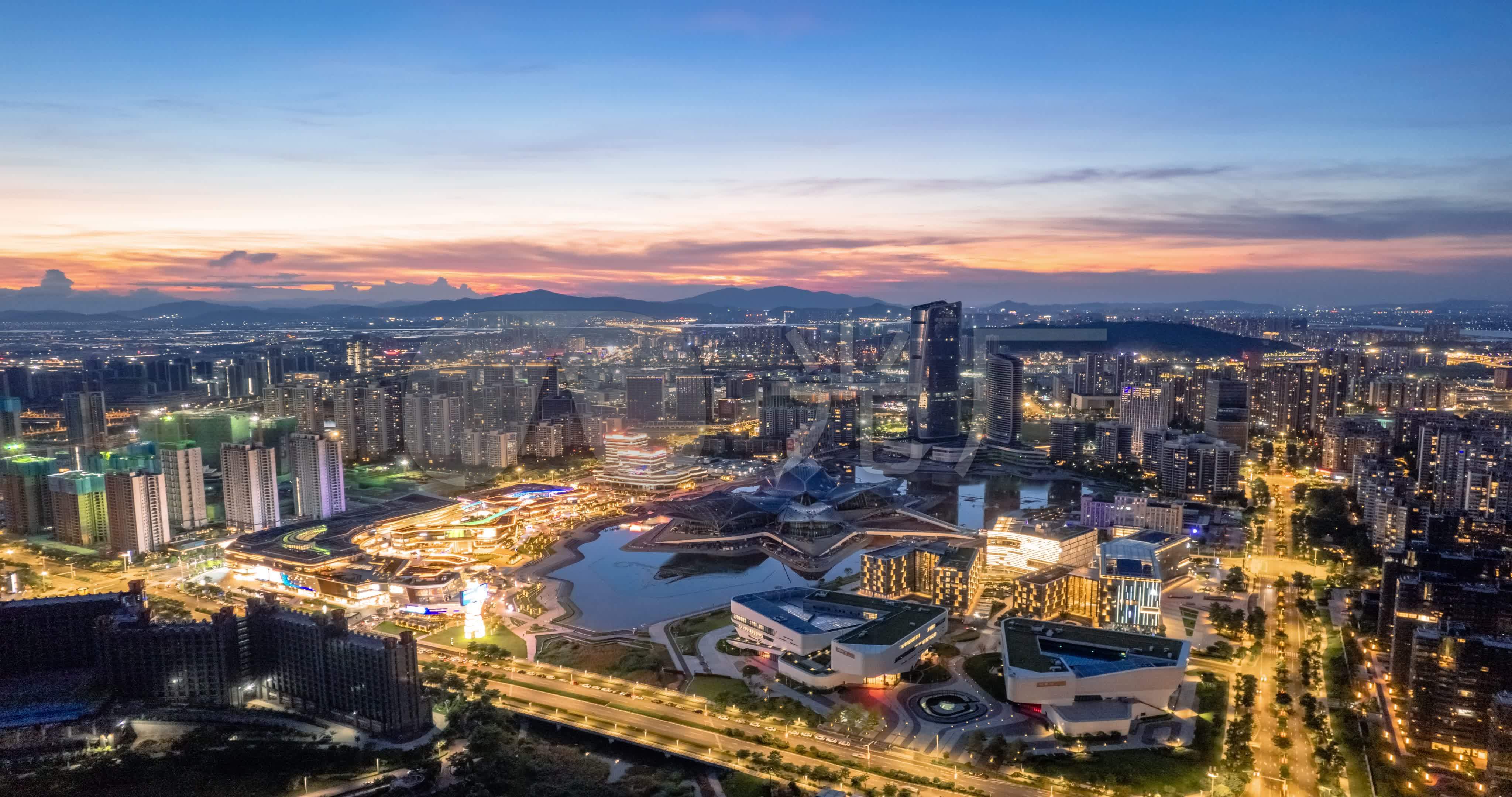 4K珠海金湾航空新城夜景航拍延时_4096X2160_高清视频素材下载(编号:8555949)_实拍视频_光厂(VJ师网) www.vjshi.com