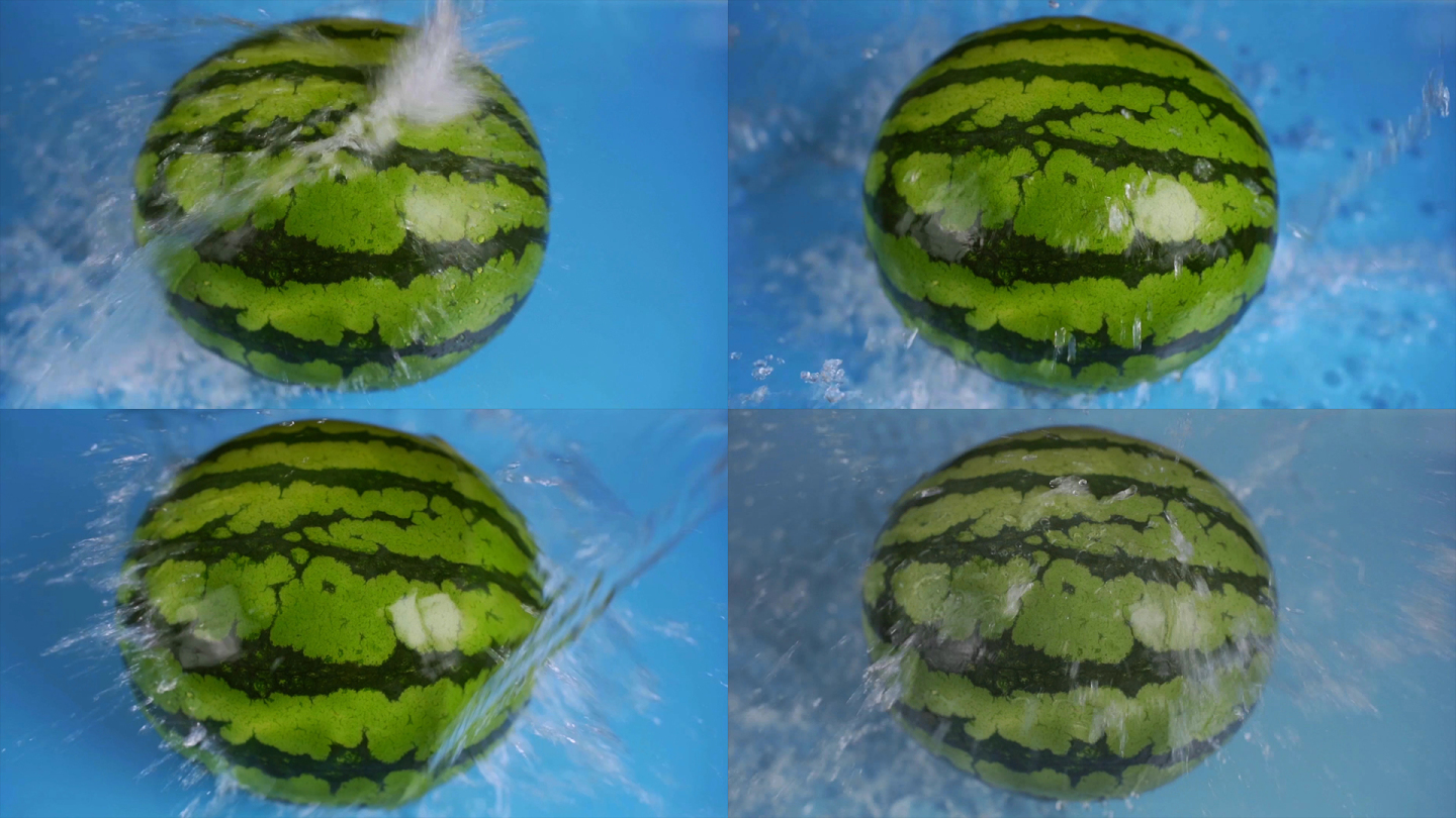 西瓜泼水升格创意水果实拍