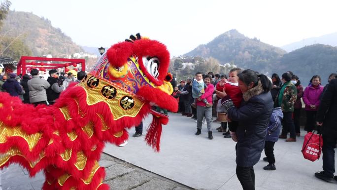 徽州过大年年味 舞狮子 喜庆