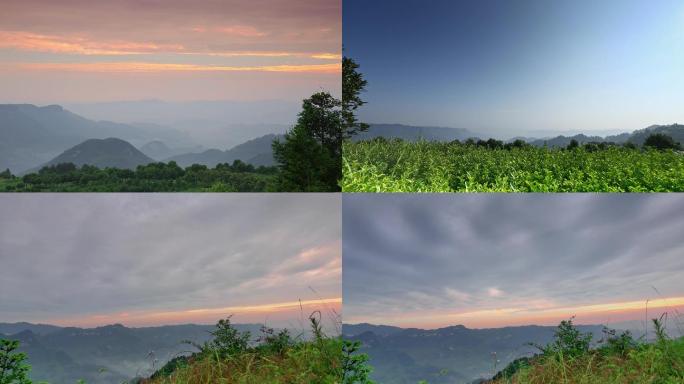 4k 茶山山顶朝霞晚霞延时