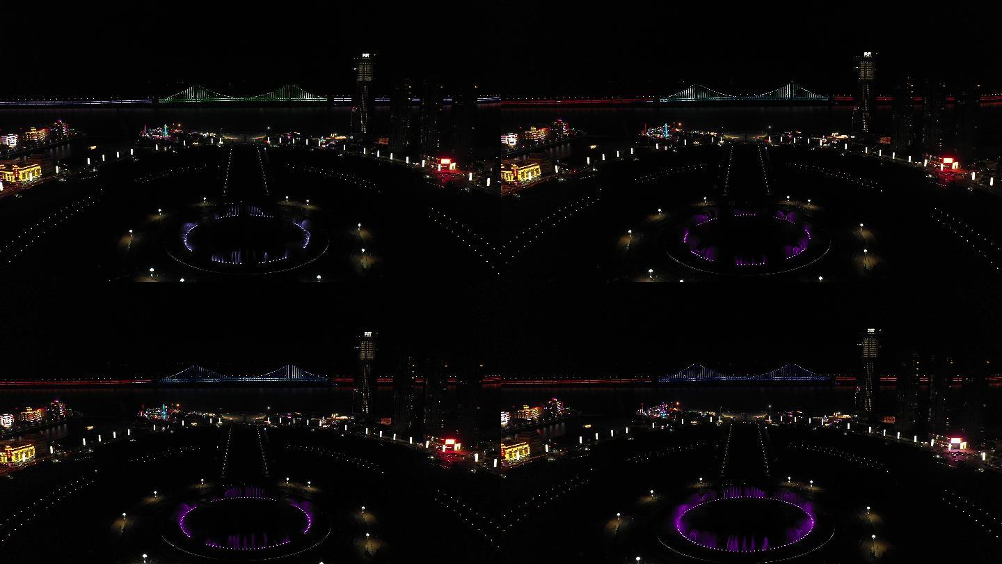 航拍星海广场音乐喷泉