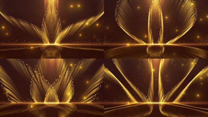 4K金色粒子光线散开舞台背景循环