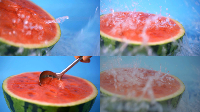 创意西瓜水果广告泼水升格慢动作实拍