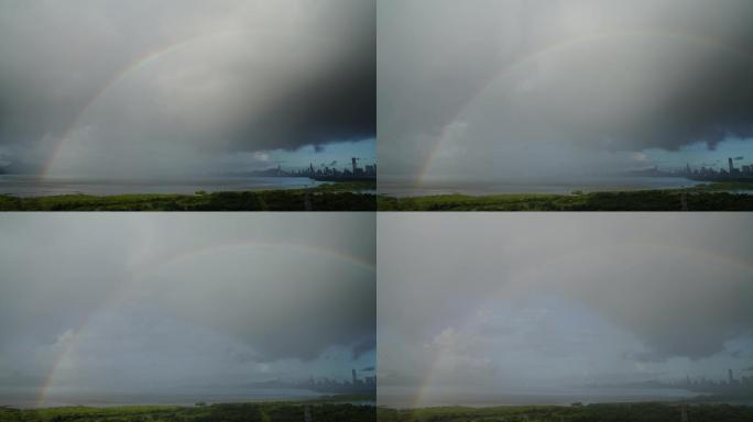深圳海面风雨过后见彩虹