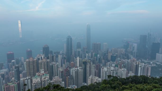 香港太平山拍摄维多利亚港4K日转夜延时