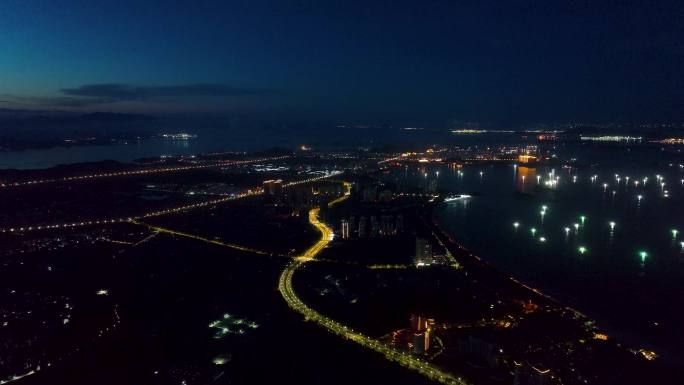 4K航拍福建漳州东山县县城东山岛夜景2