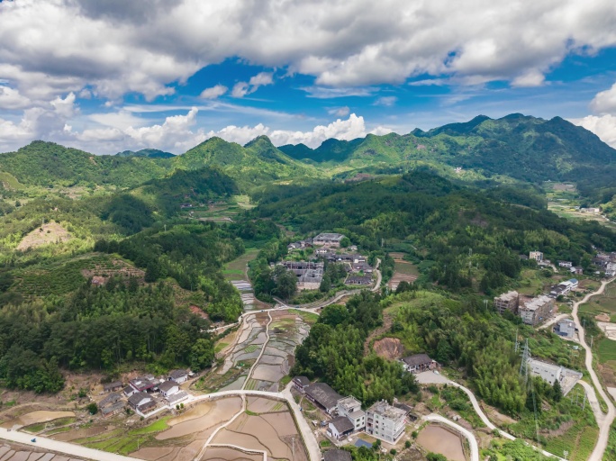 山川古厝庄寨航拍光影延时