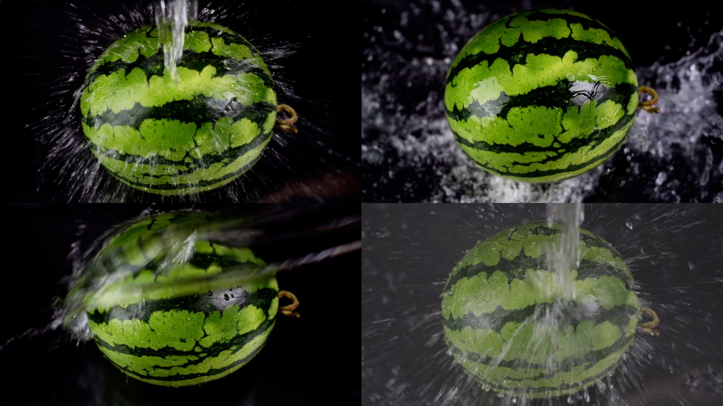 西瓜泼水无籽西瓜升格创意水果视频实拍