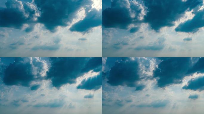 阳光穿过云层 丁达尔效应 蓝天白云