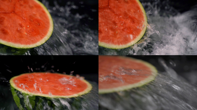 7组西瓜泼水创意水果升格慢动作实拍