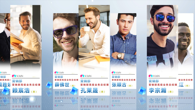 明亮商务团队人物介绍ae模板