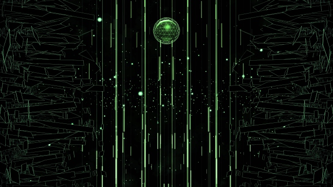 【4K时尚背景】绿色网格透视星空球体片头