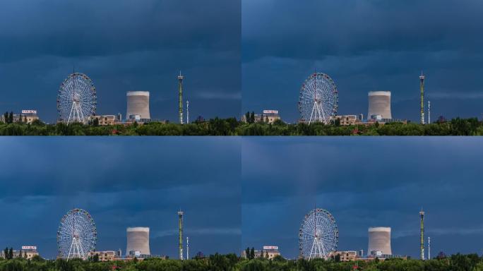 新疆伊犁河阴天下雨延时