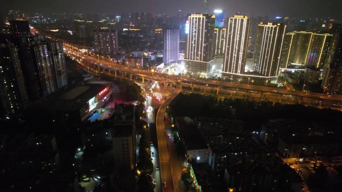 昆明石闸立交桥夜景航拍