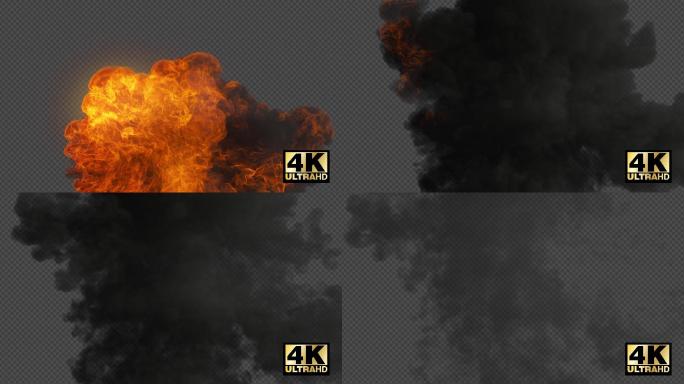 4K爆炸浓烟特效透明通道素材